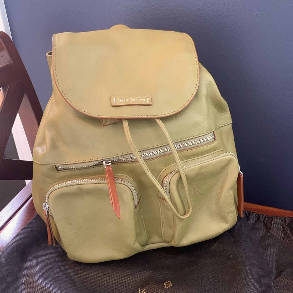 NWT Vera Bradley Gallatin Cargo Backpack in Olive Cactus Green Leather
